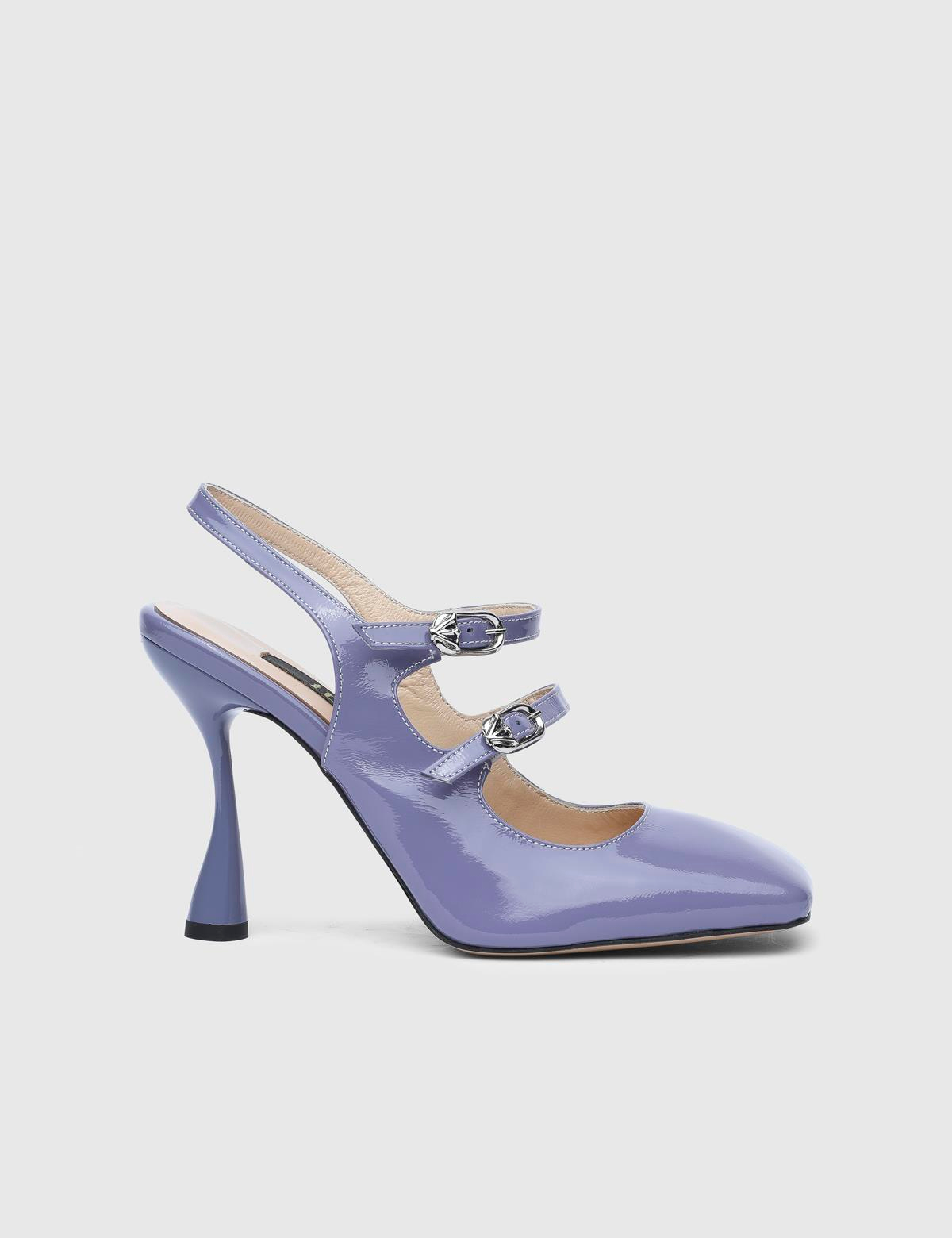Bajuzs Purple Patent Leather Women's Heeled Sandal