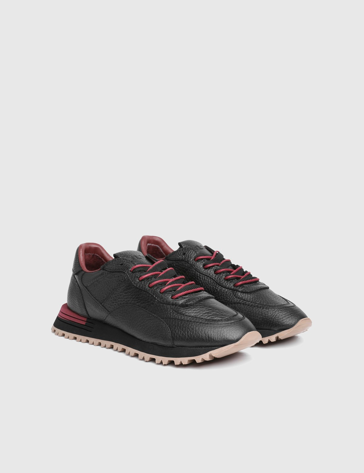 Ballatria Hakiki Floter Deri Kadın Bordo Sneaker