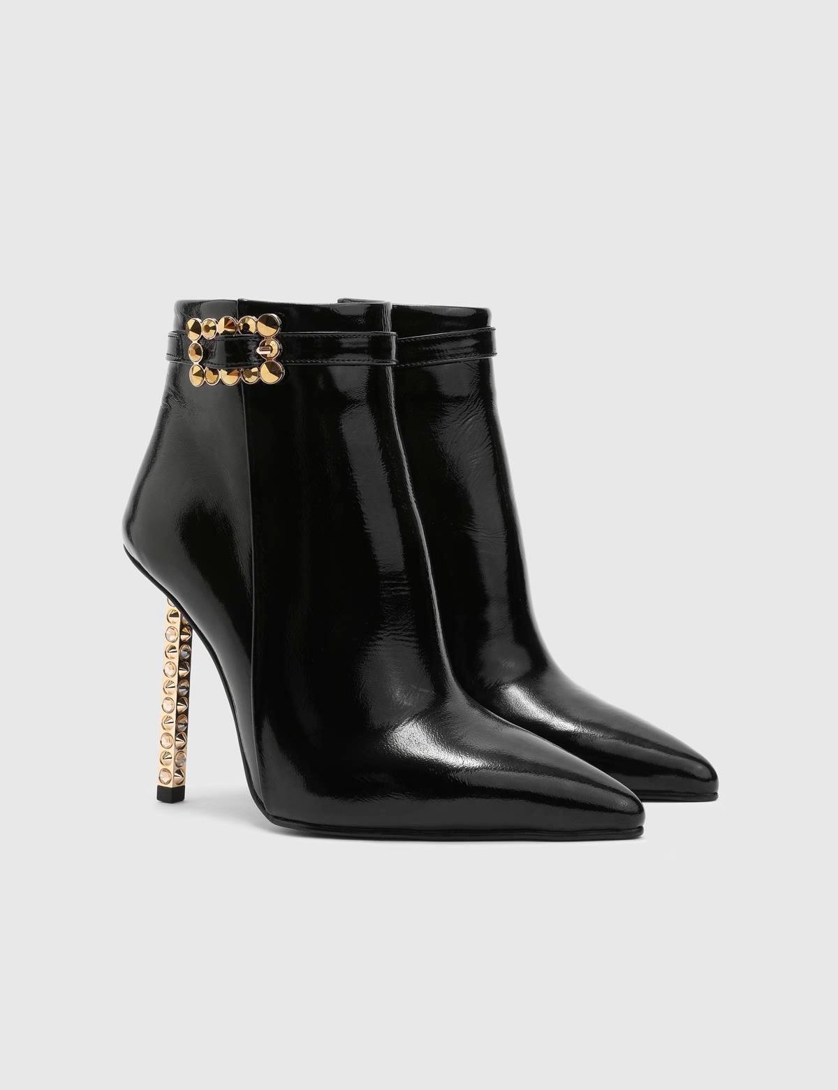 Barnaby Black Wrinkled Patent Leather Women's Boot