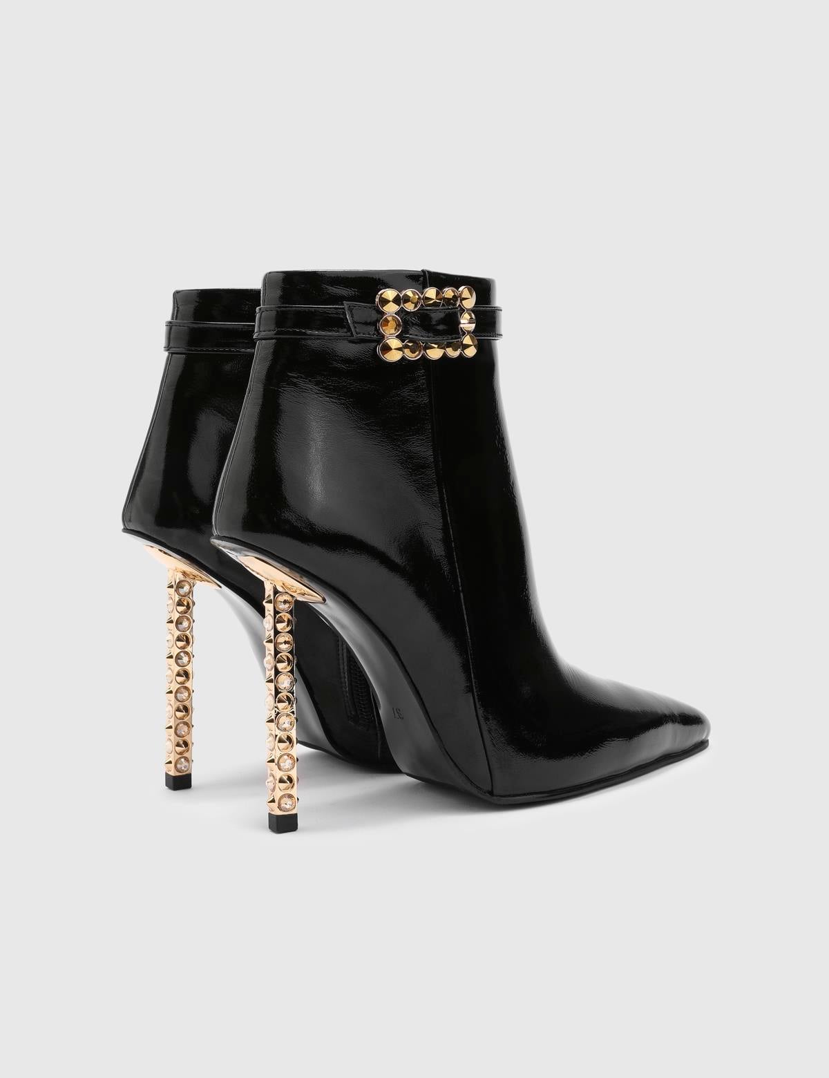 Barnaby Black Wrinkled Patent Leather Women's Boot