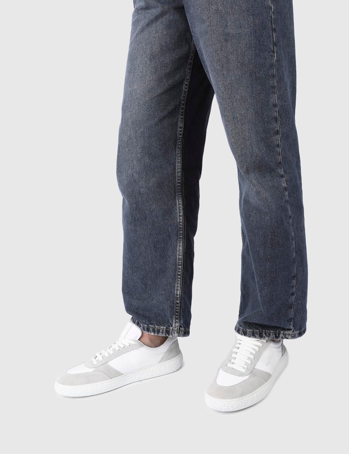 Battist White Suede Leather-Fabric Men's Sneaker