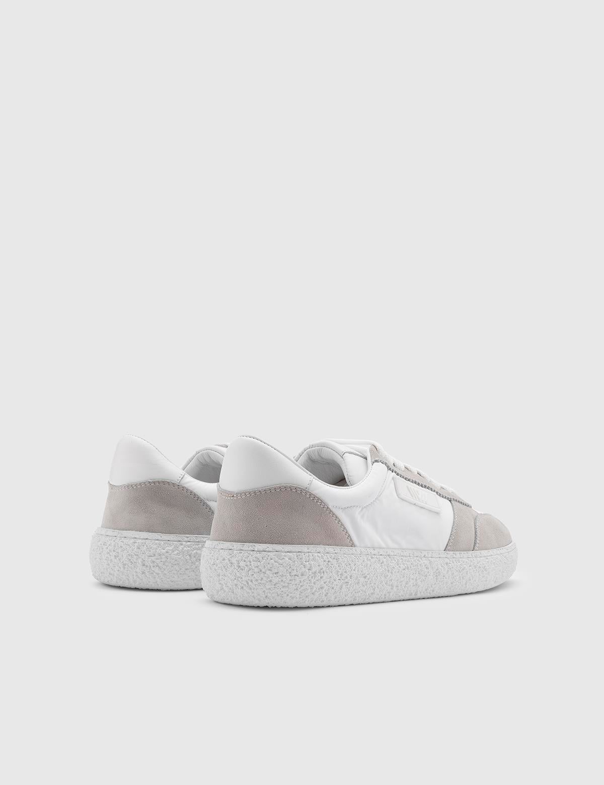 Battist White Suede Leather-Fabric Men's Sneaker