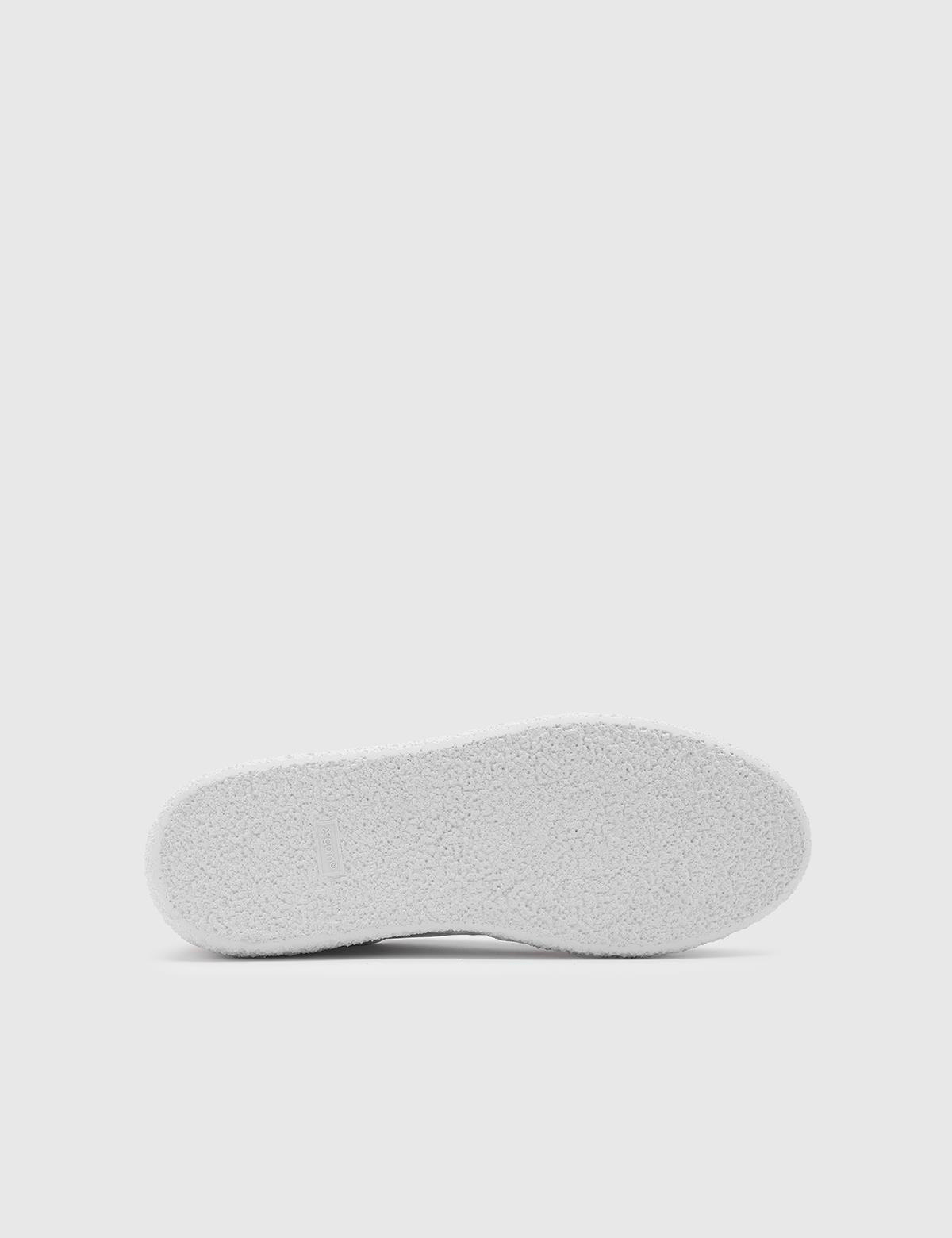 Battist White Suede Leather-Fabric Men's Sneaker