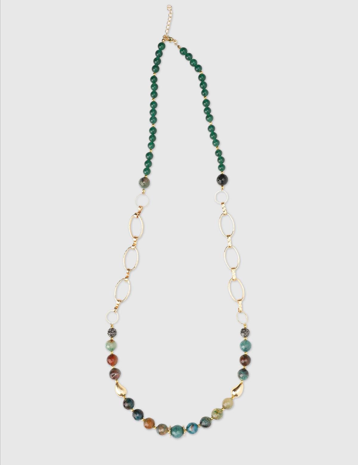 Baylae Gold Women's Necklace with Multicolor Stones