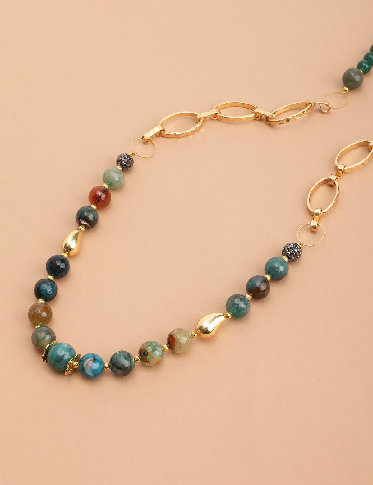 Baylae Gold Women's Necklace with Multicolor Stones
