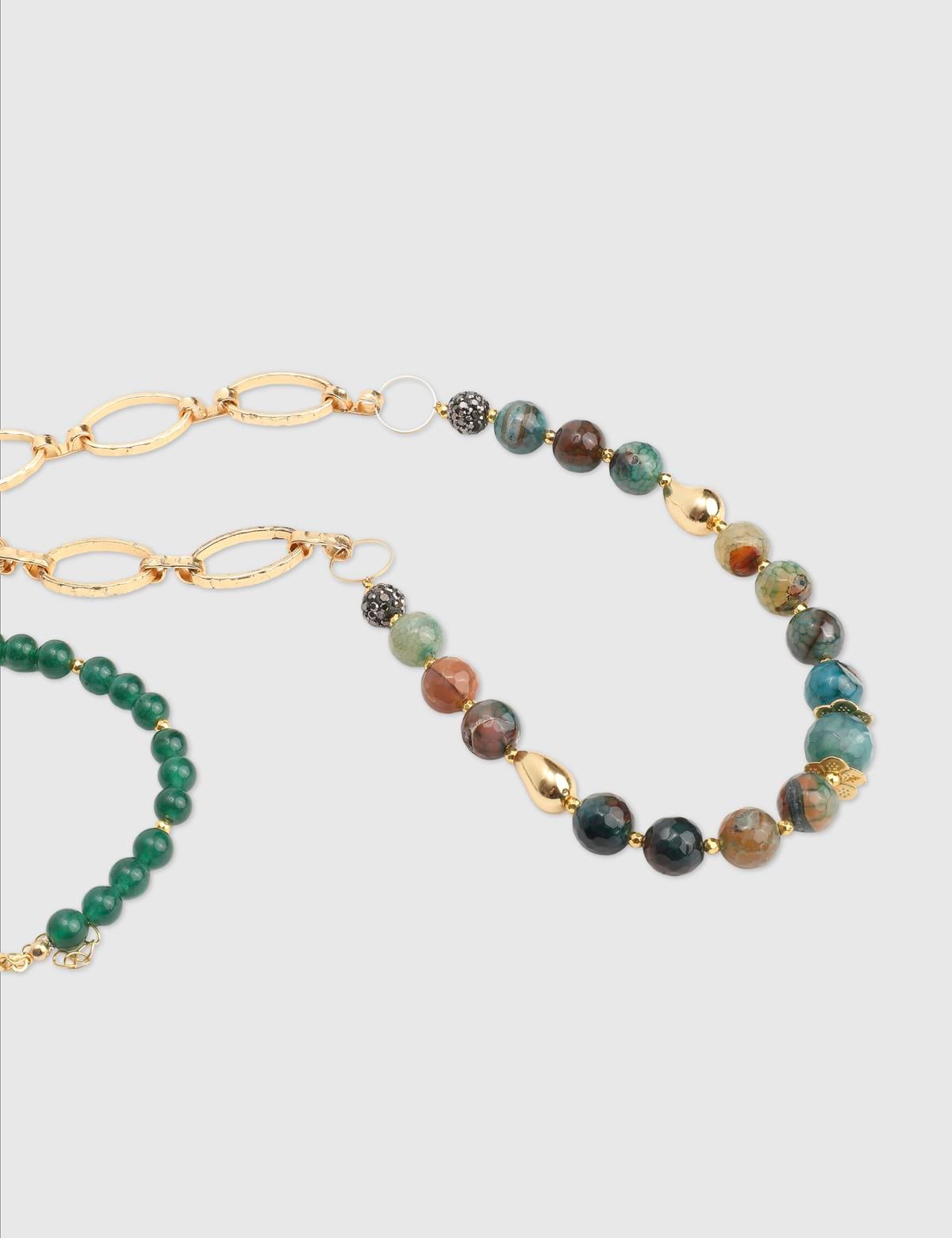 Baylae Gold Women's Necklace with Multicolor Stones