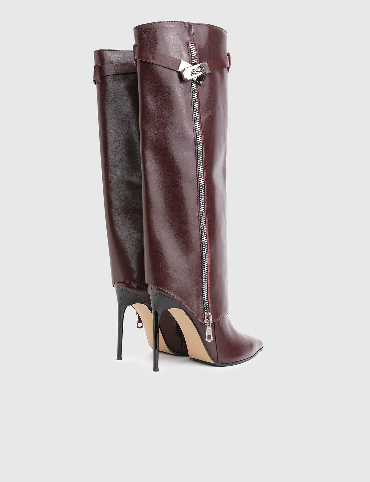 Bellina Burgundy Leather Women's High Boot
