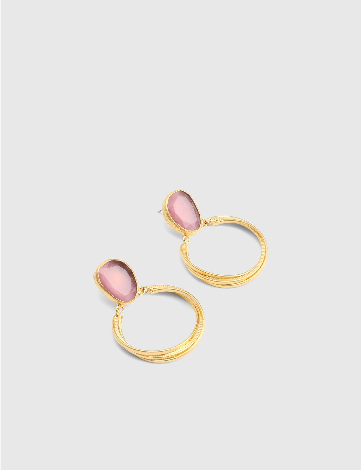Benere Gold Women's Earrings with Purple Stones