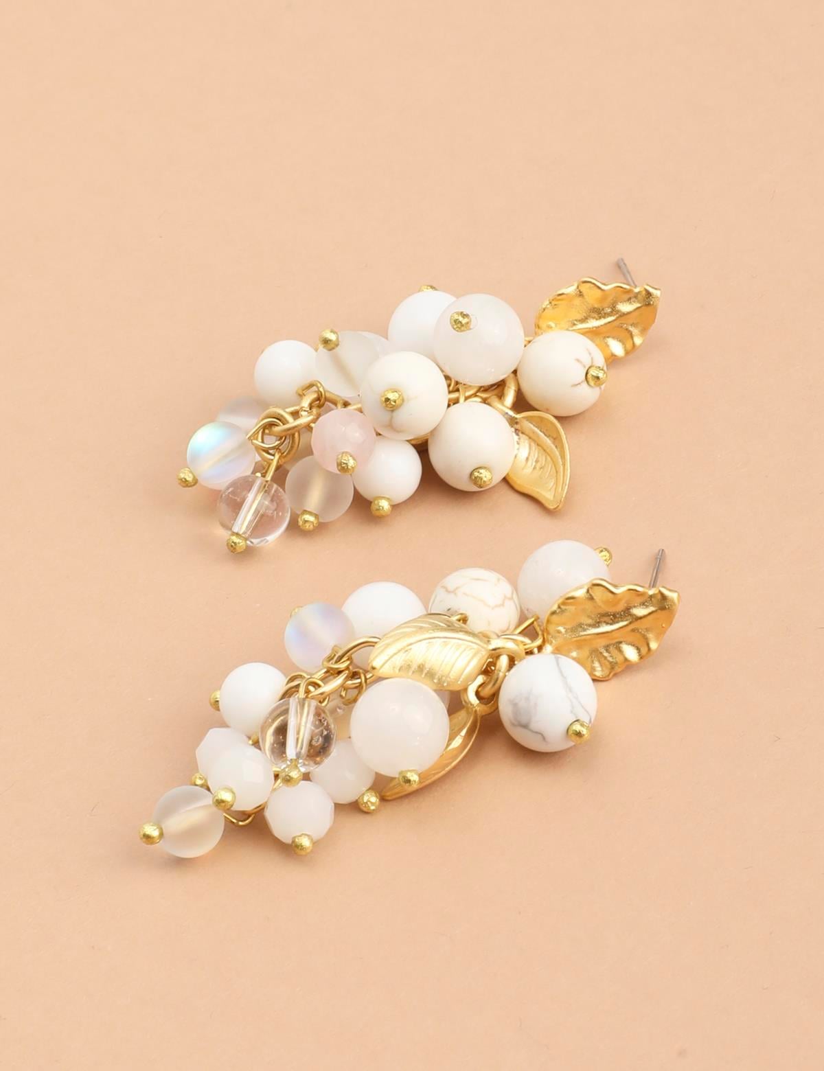 Benore Gold Women's Earrings with White Stones