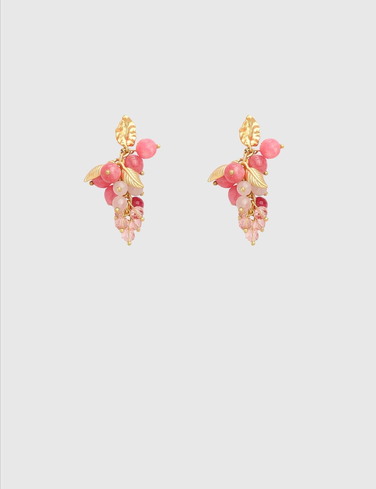 Benore Gold Women's Earrings with Pink Stones