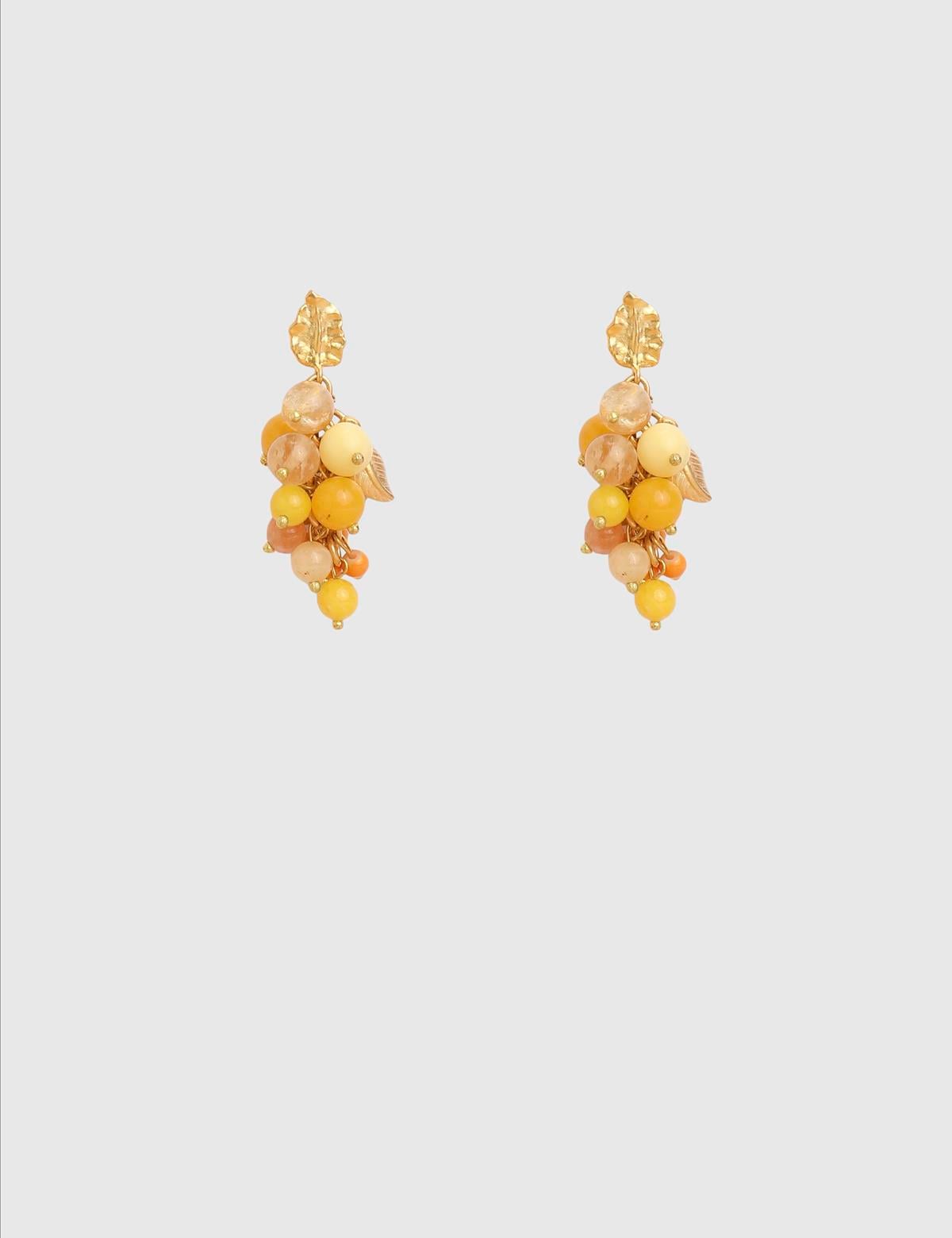 Benore Gold Women's Earrings with Yellow Stones