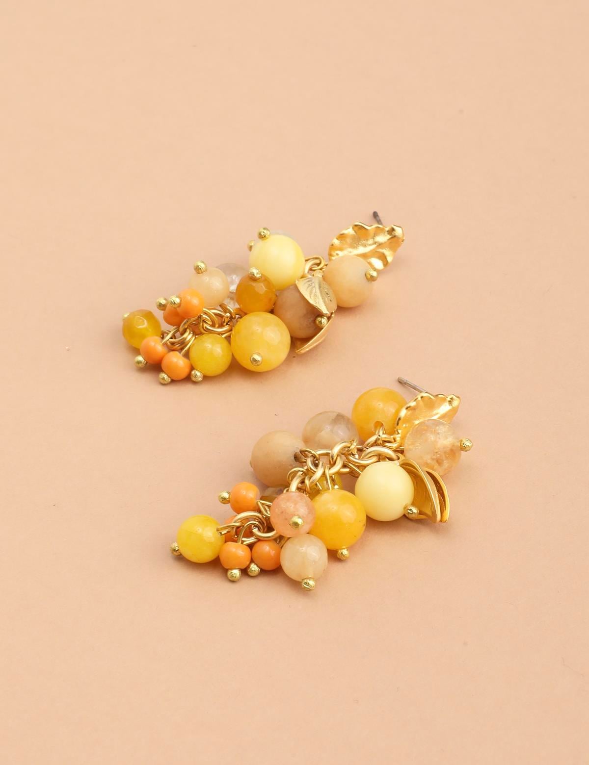 Benore Gold Women's Earrings with Yellow Stones