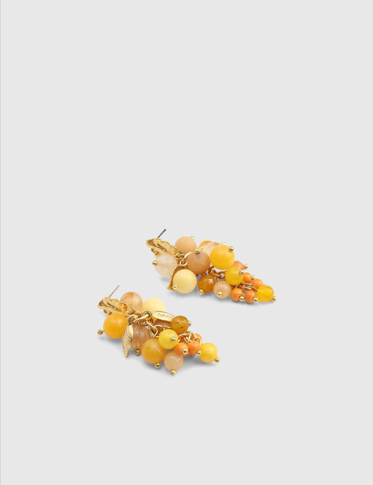 Benore Gold Women's Earrings with Yellow Stones