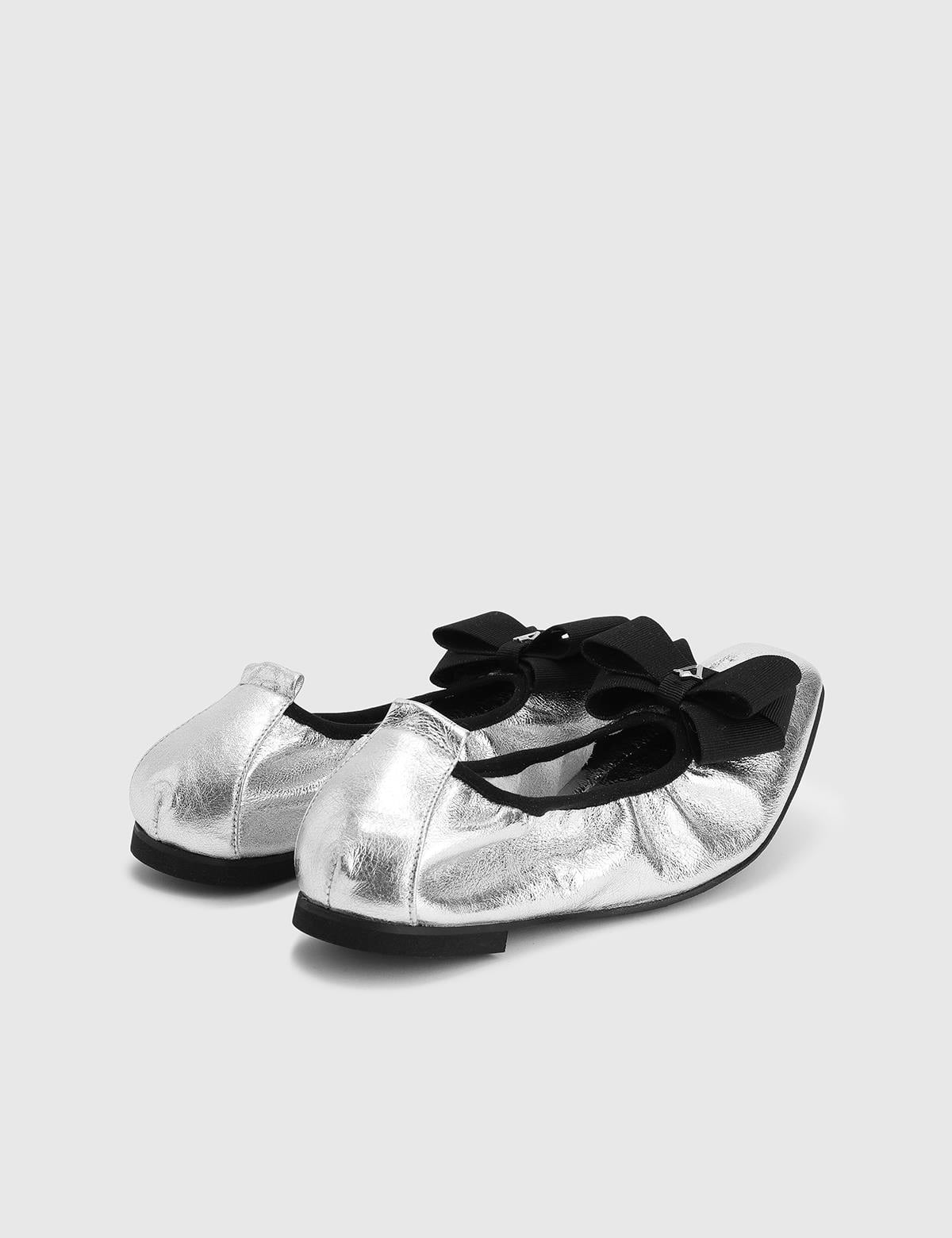 Besman Silver Leather Women's Ballerina