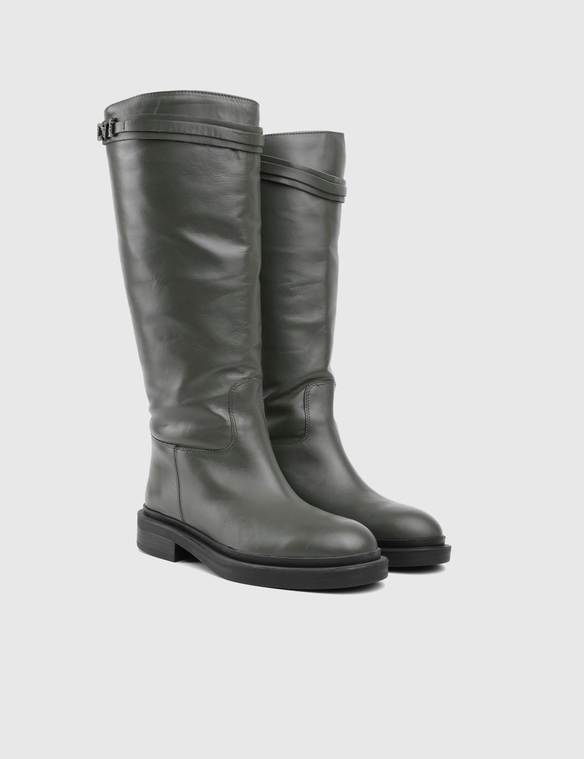 Bex Khaki Leather Women's High Boot