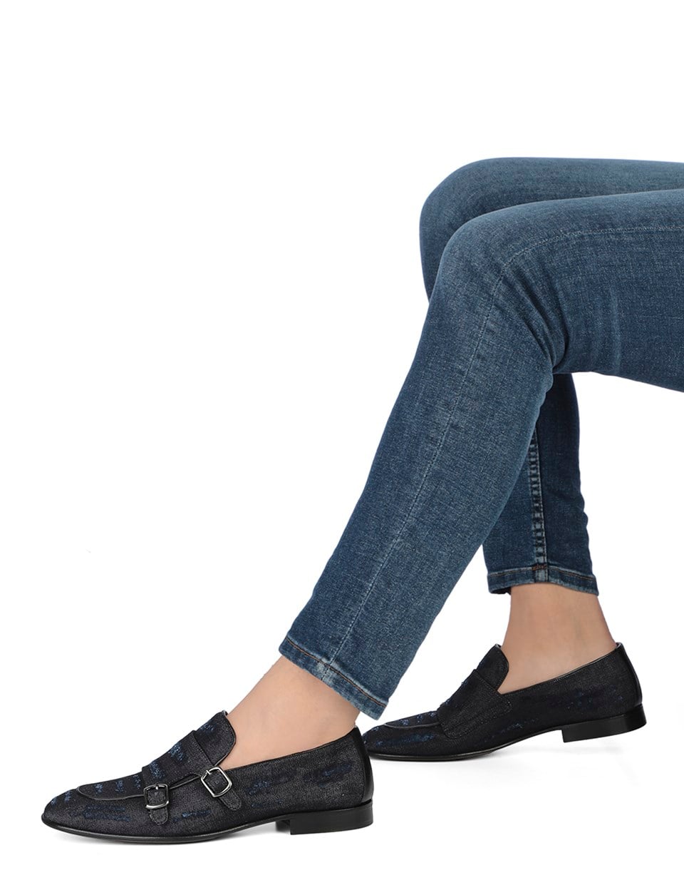 Bogart Denim Blue Leather Men's Monk Shoe - İLVİ