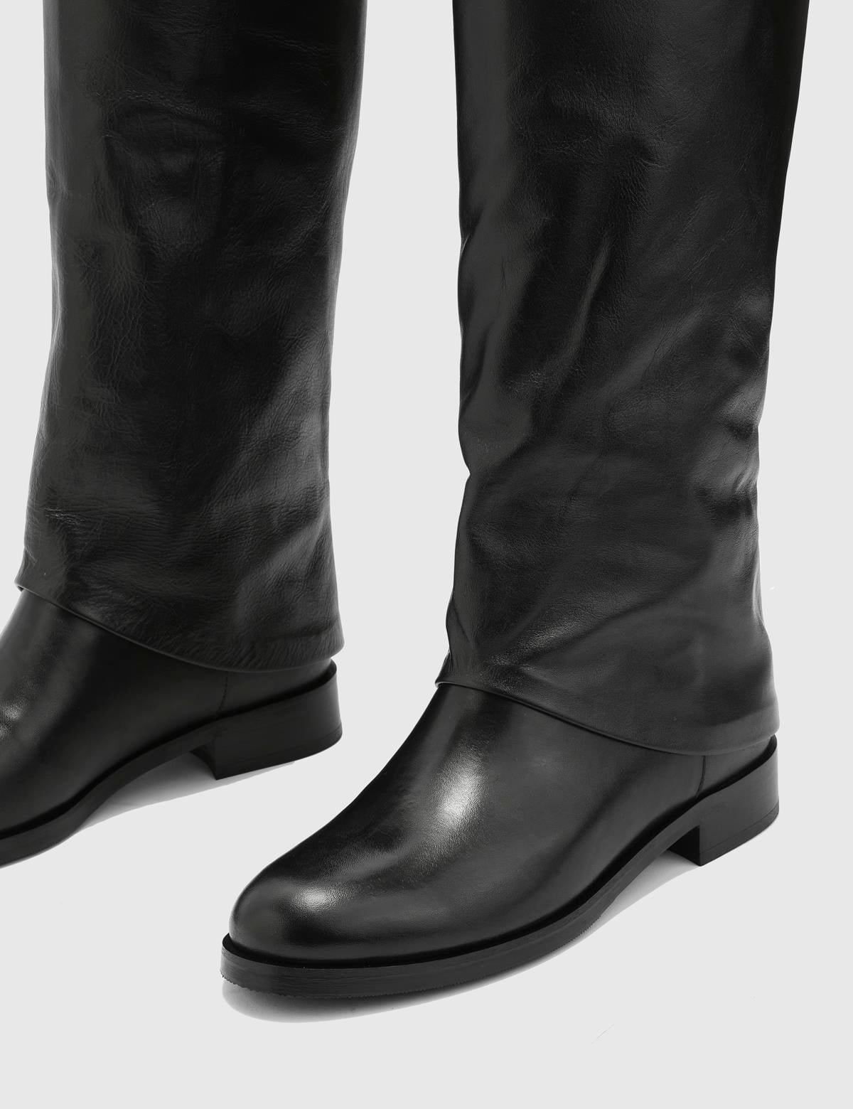 Bogense Black Leather Women's High Boot