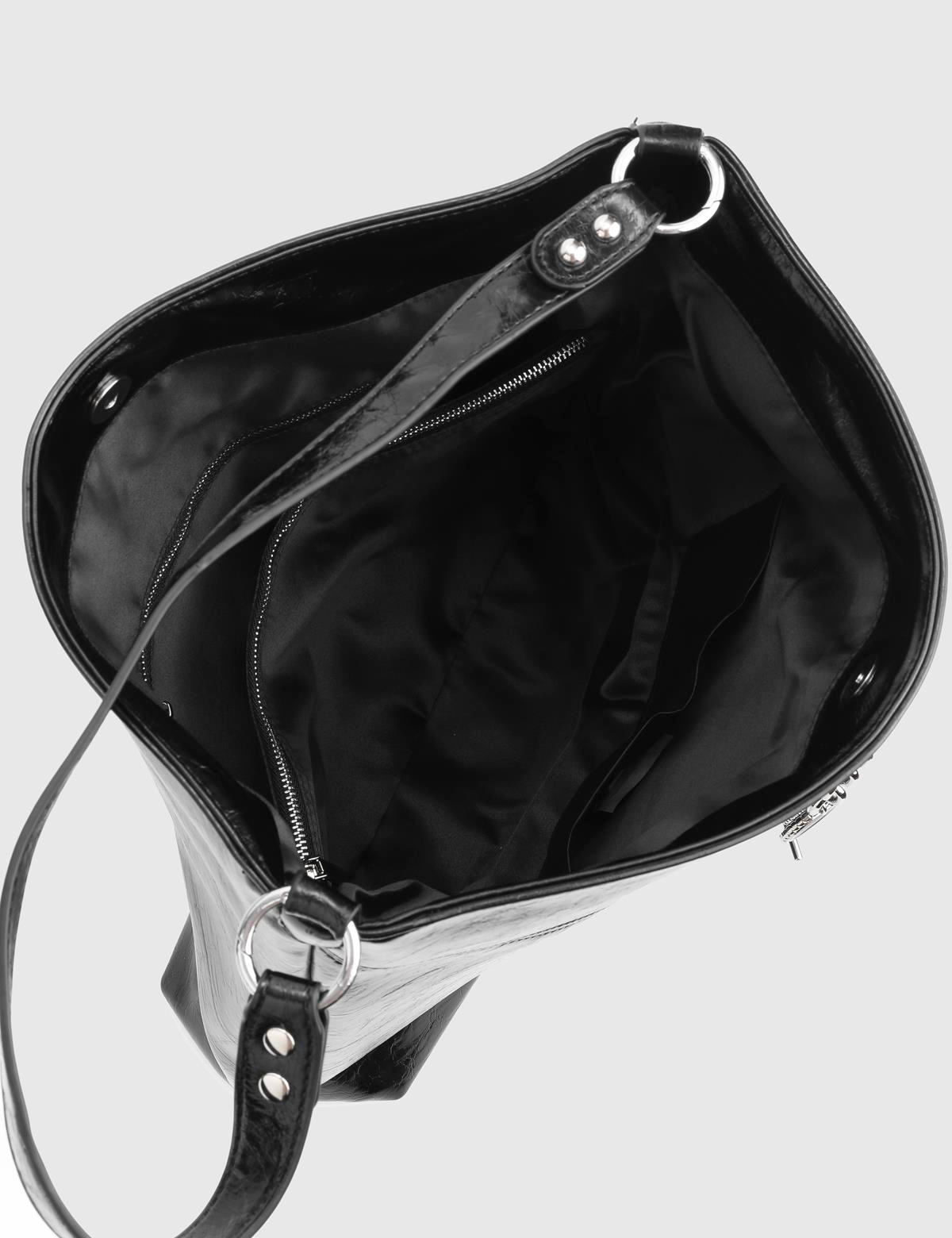 Branya Glossy Black Women's Shoulder Bag
