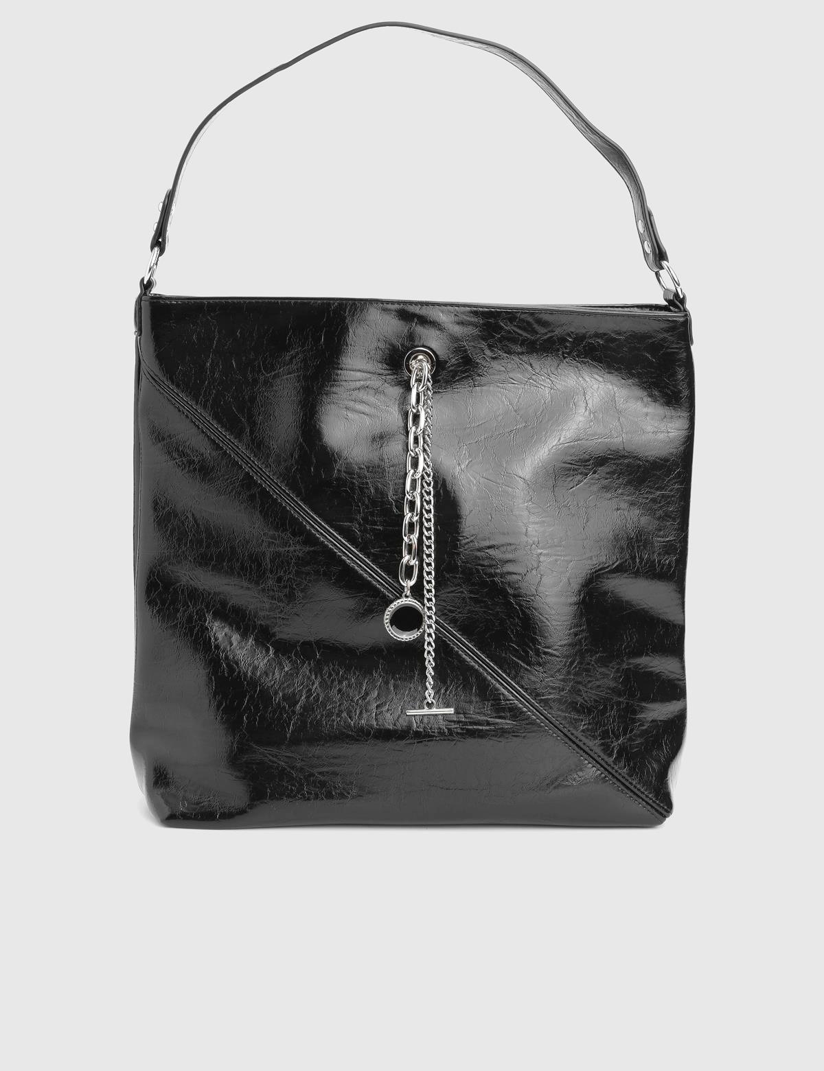 Branya Glossy Black Women's Shoulder Bag