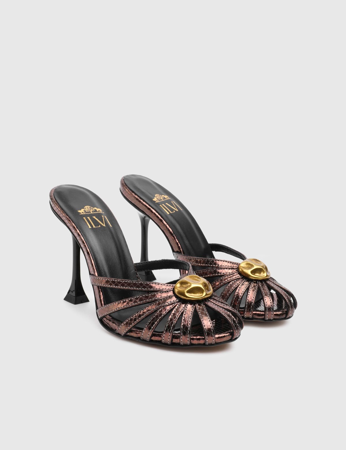 Brilene Bronze Leather Women's Heeled Slide