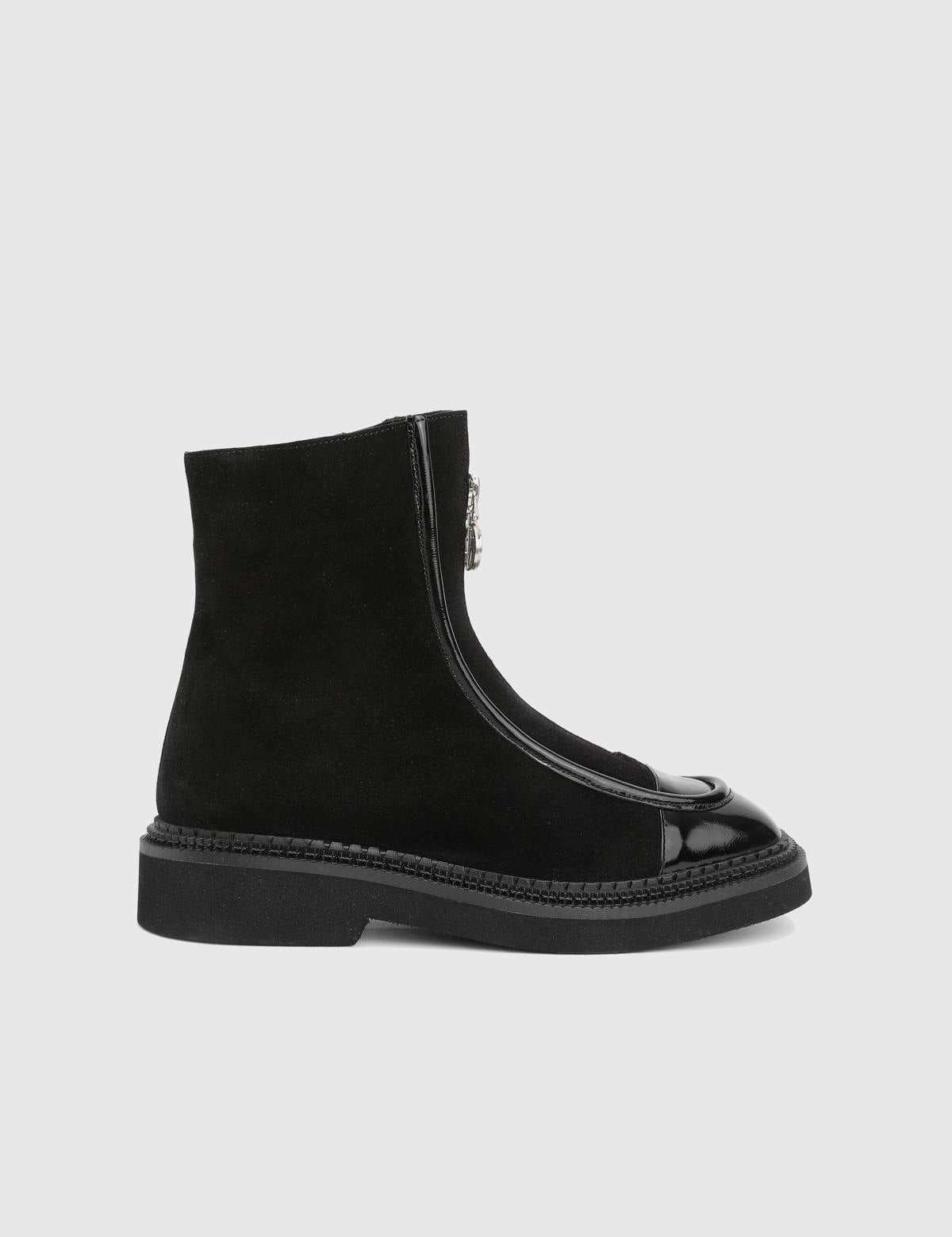 Brisie Black Patent Leather Suede Women's Boot