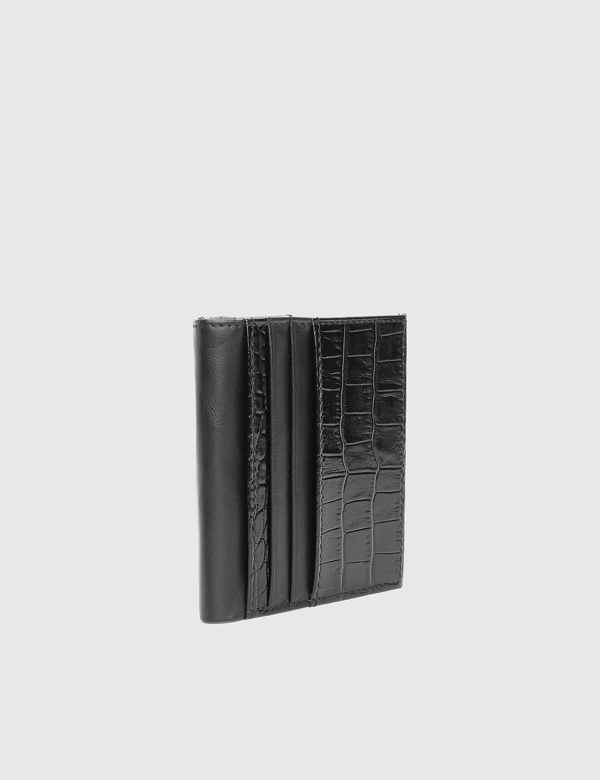Bruno Black Leather Crocodile Men's Wallet