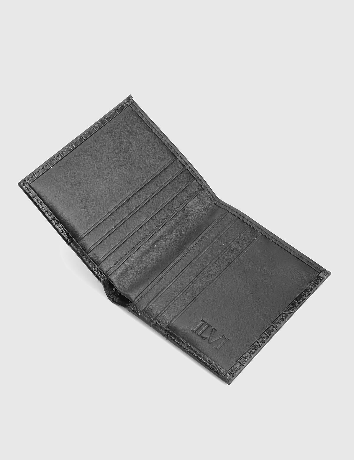 Bruno Black Leather Crocodile Men's Wallet