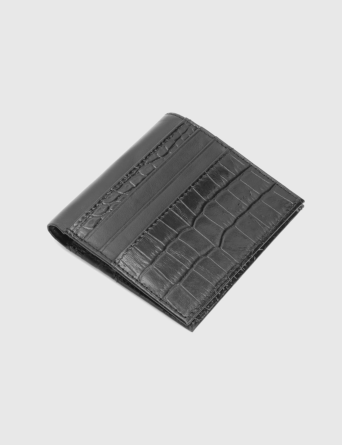 Bruno Black Leather Crocodile Men's Wallet