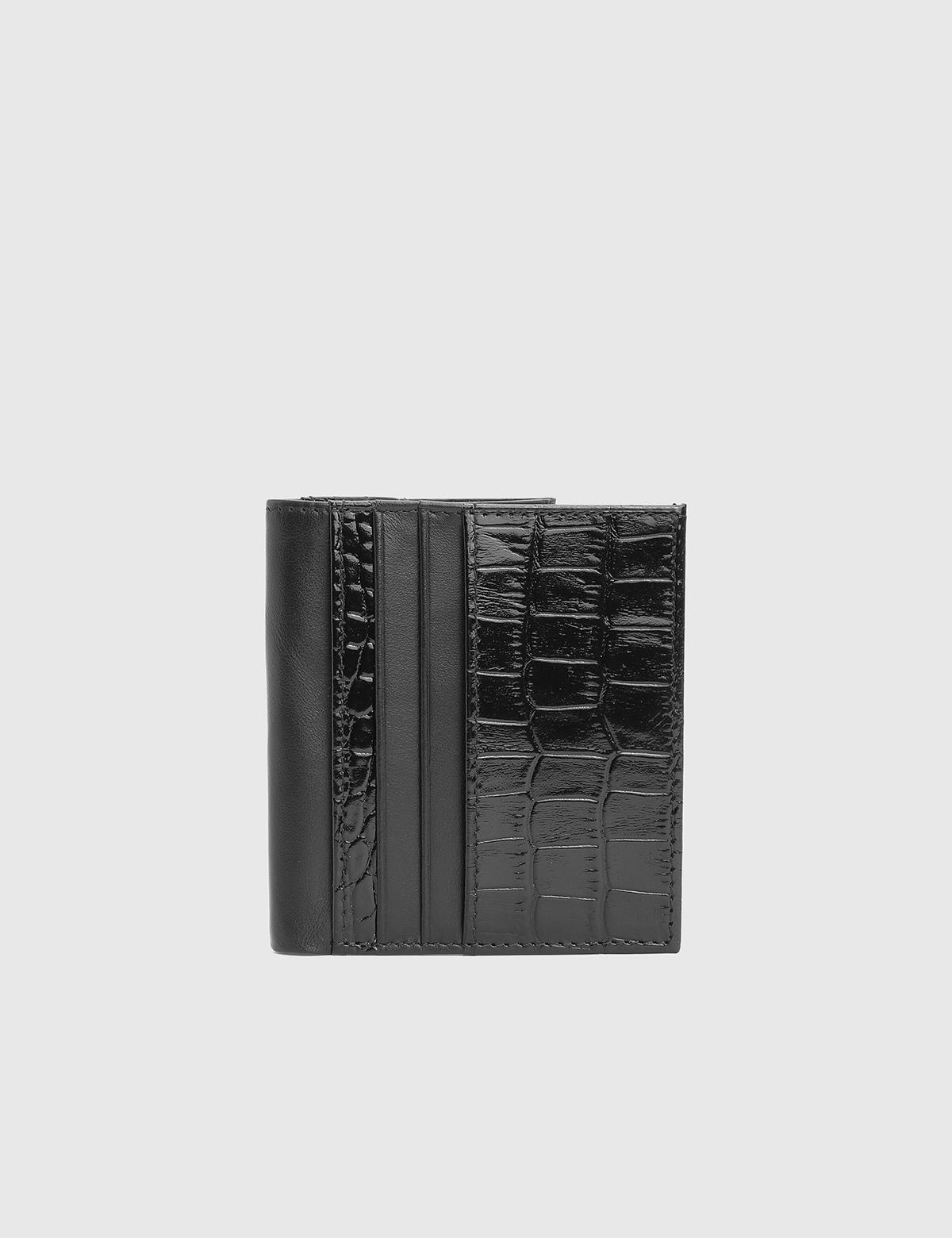 Bruno Black Leather Crocodile Men's Wallet