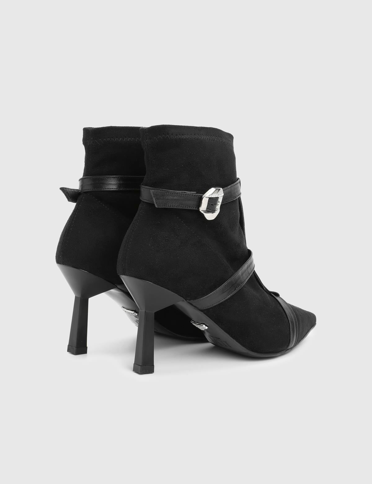 Buynaka Black Suede Leather Women's Heeled Boot