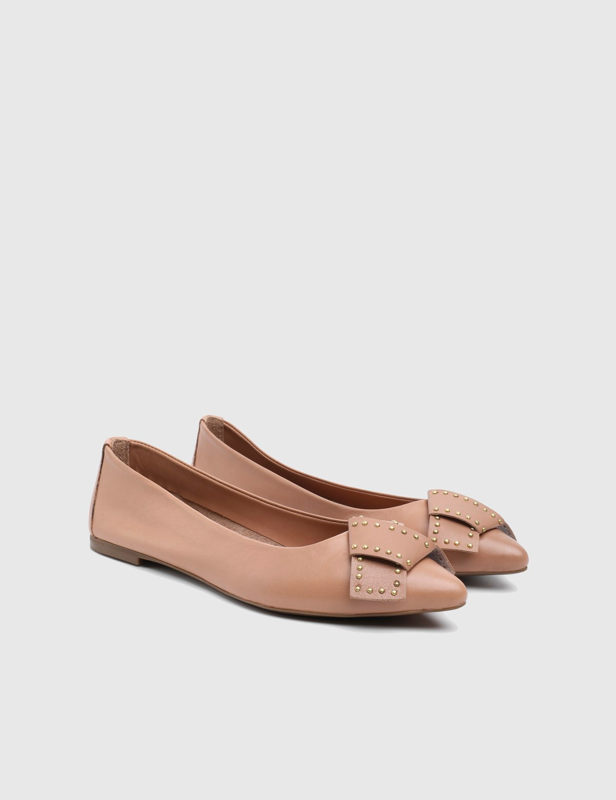 Cain Saddle Brown Leather Women's Ballerina