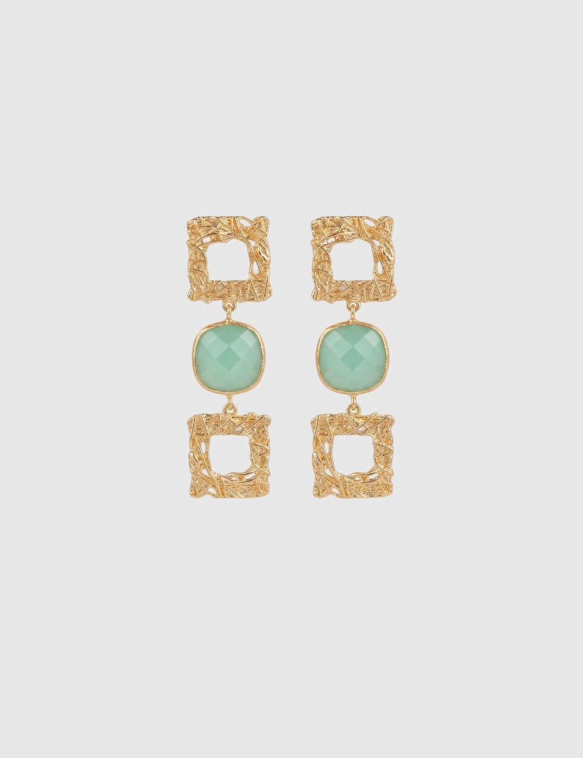 Calais Gold Women's Earrings with Turquoise Stones