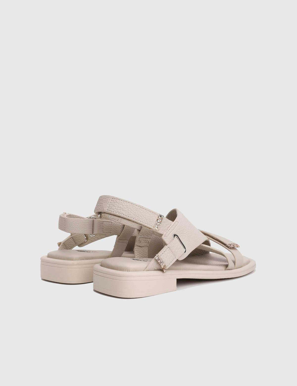 Carcee Beige Floater Leather Women's Sandal