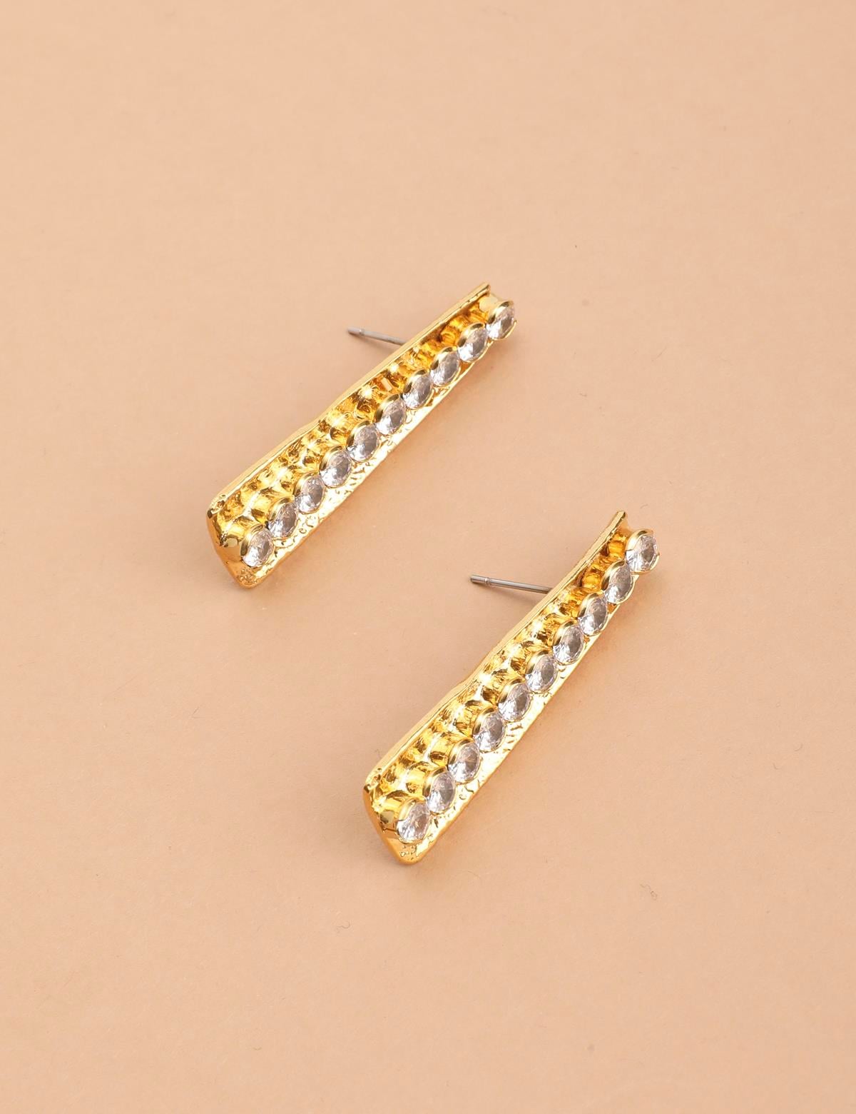 Caryae Gold Women's Earrings with White Stones