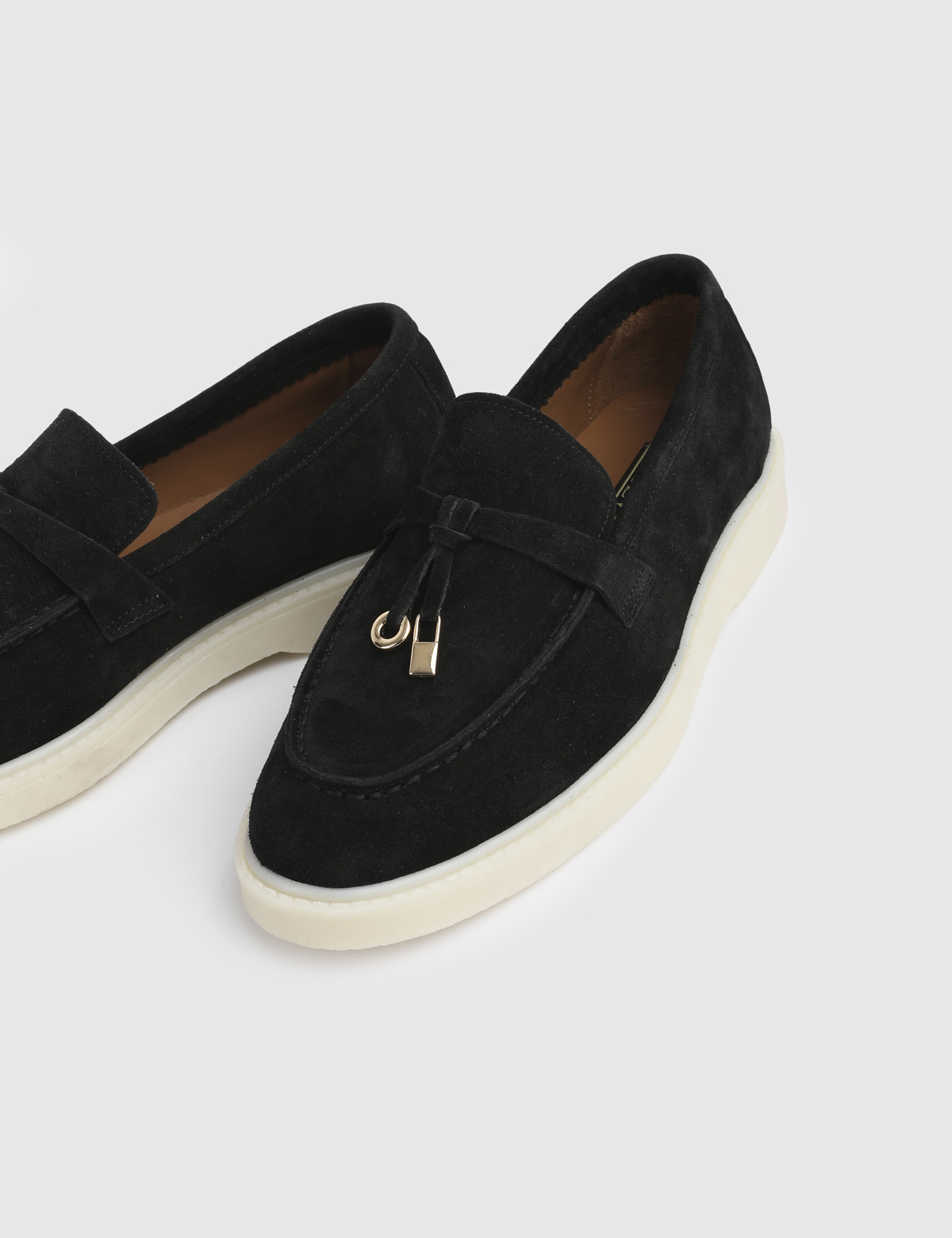 Cassia Black Suede Leather Women's Loafer