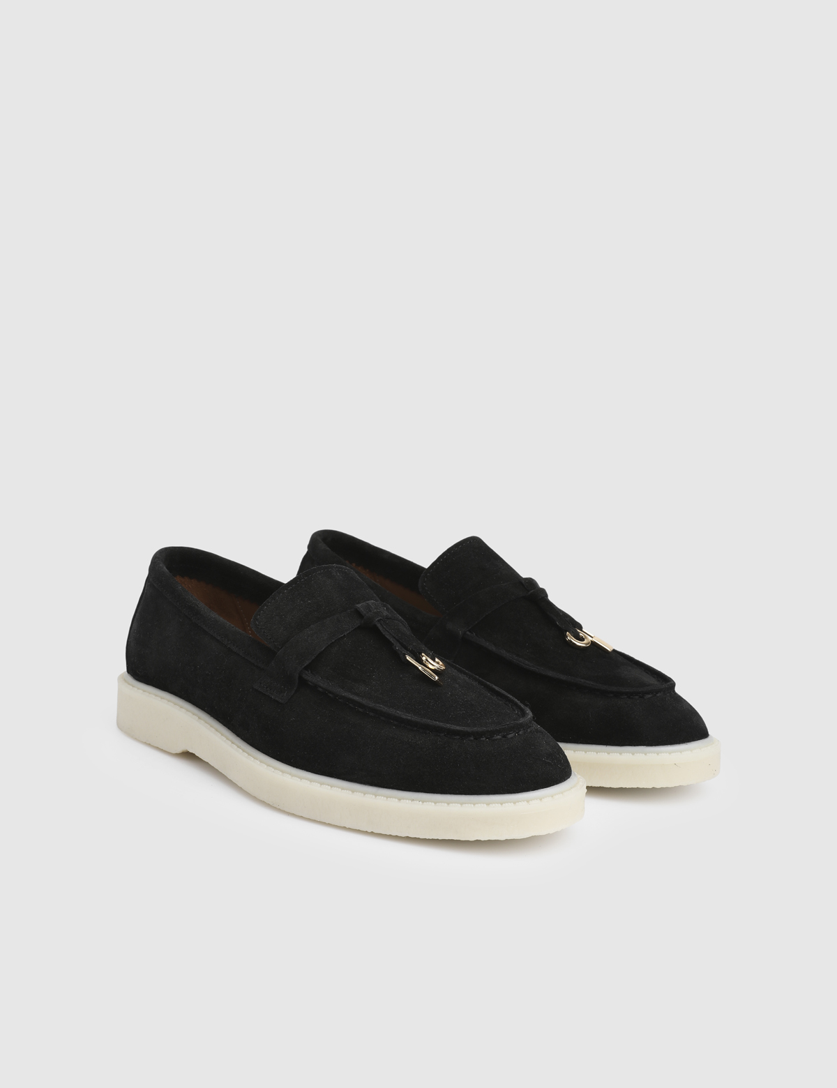Cassia Black Suede Leather Women's Loafer