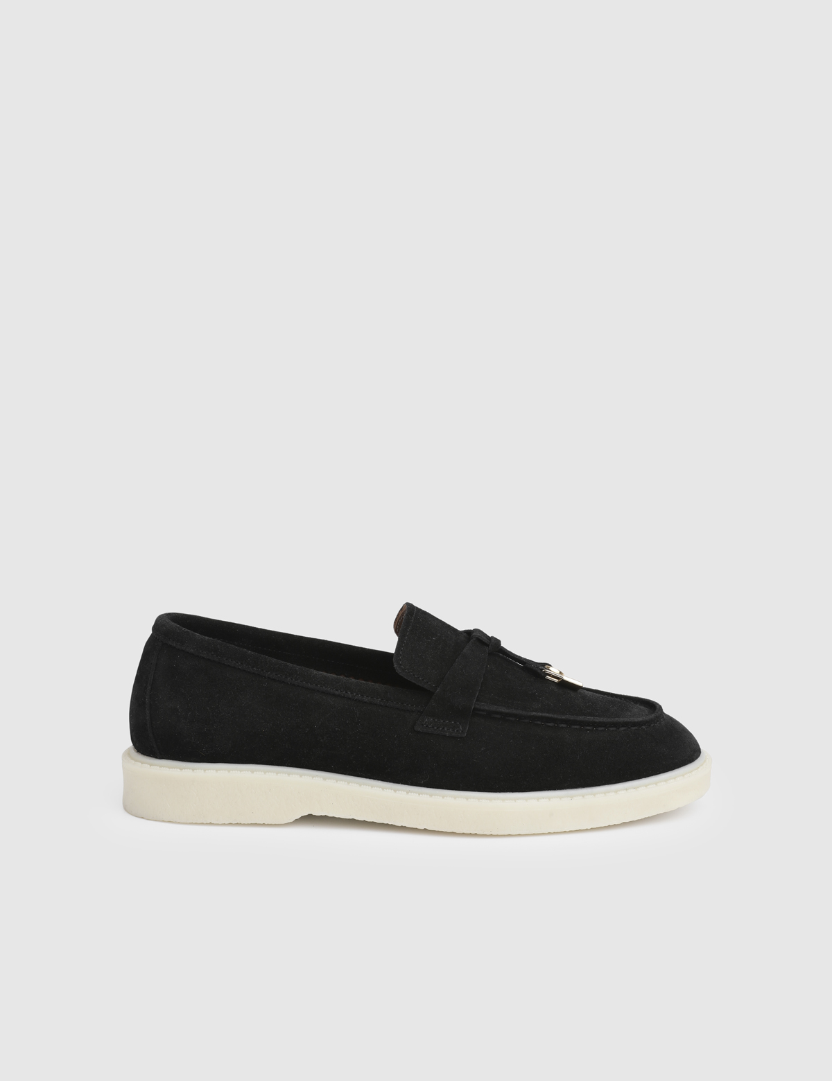 Cassia Black Suede Leather Women's Loafer