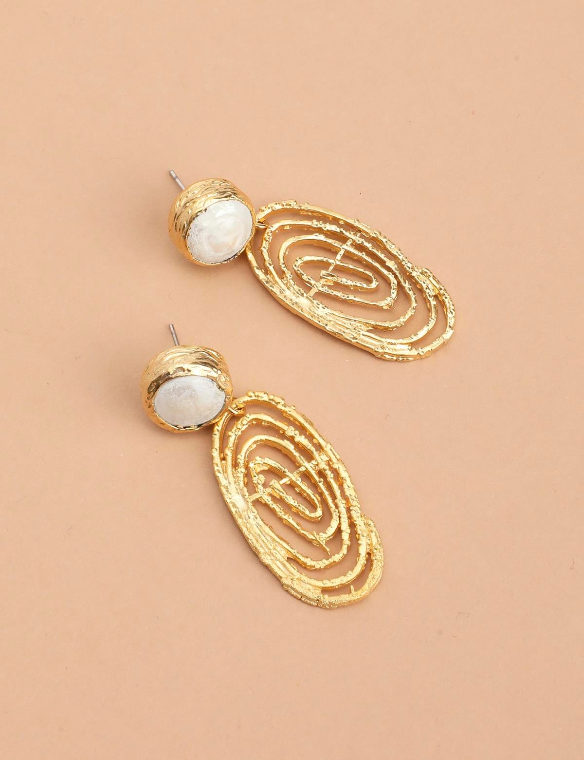 Cassie Gold Women's Earrings with White Stones