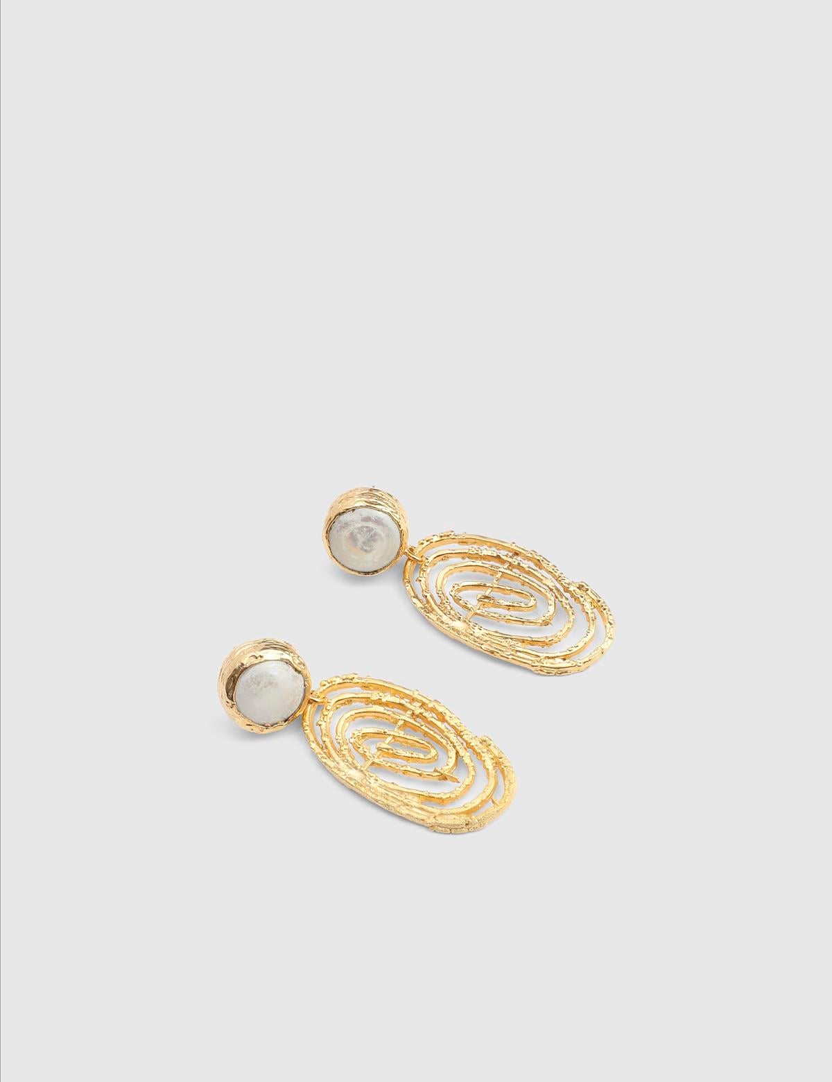Cassie Gold Women's Earrings with White Stones