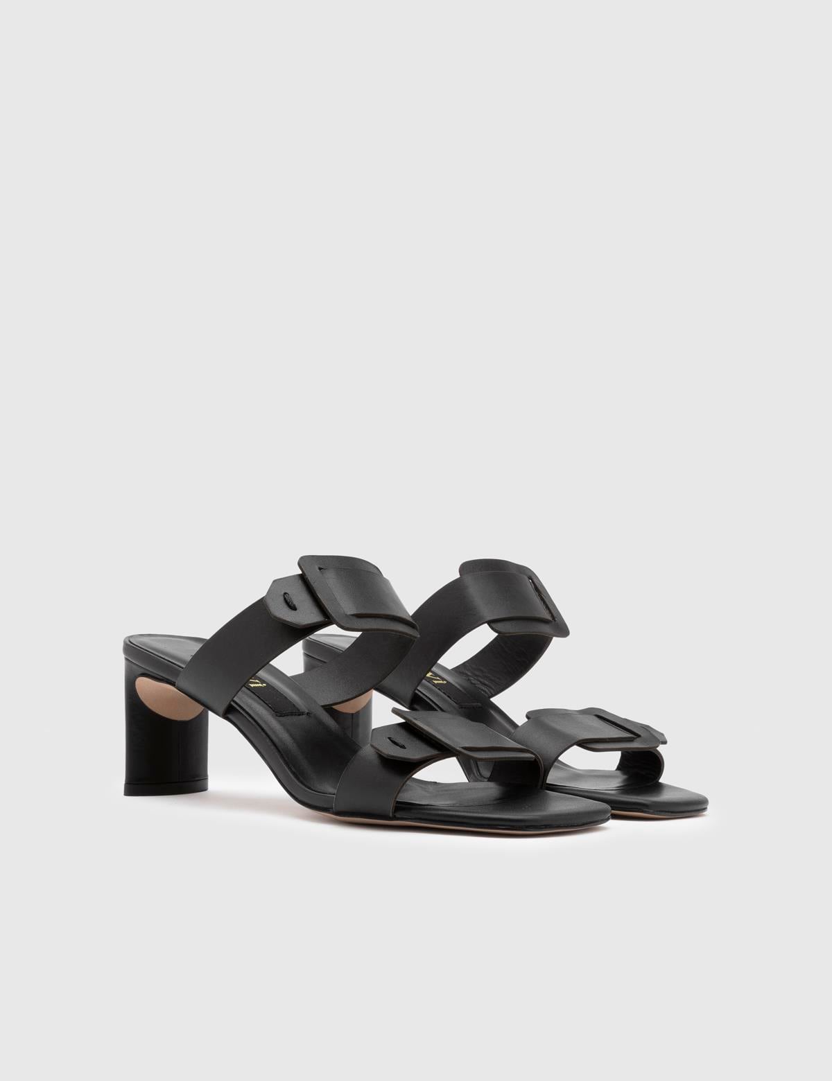 Cauvin Black Leather Women's Slide