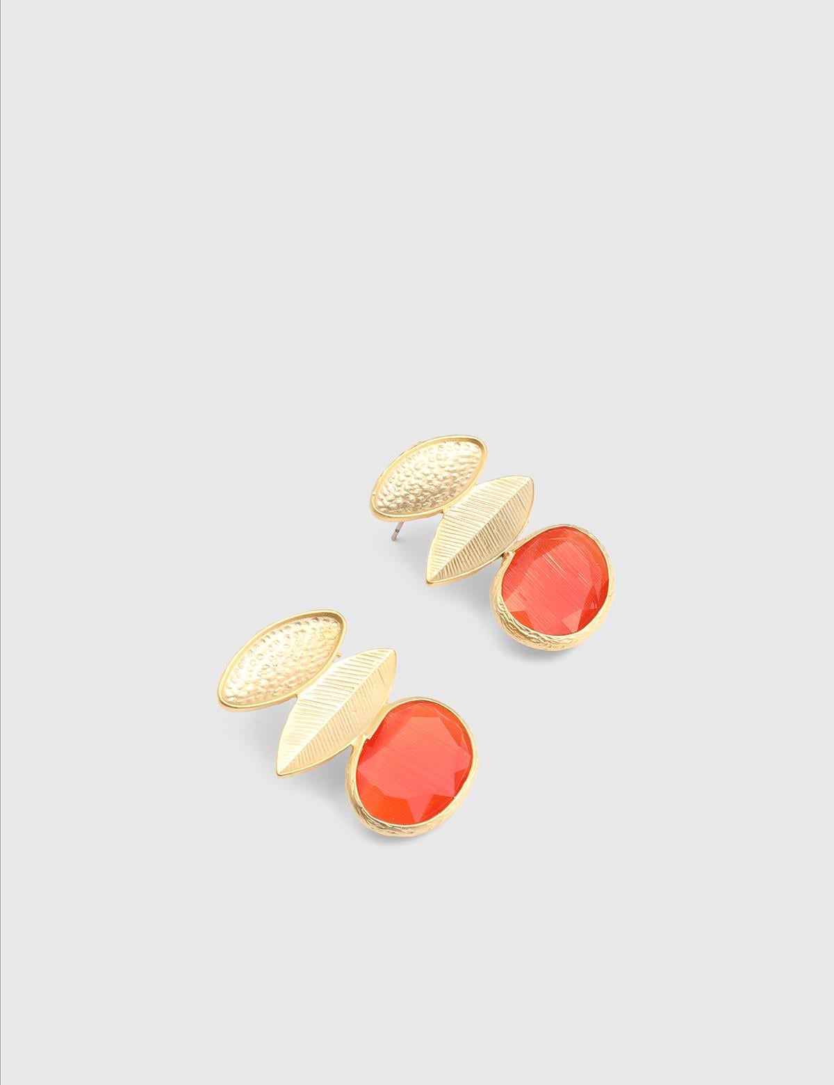 Cendre Gold Women's Earrings with Orange Stones