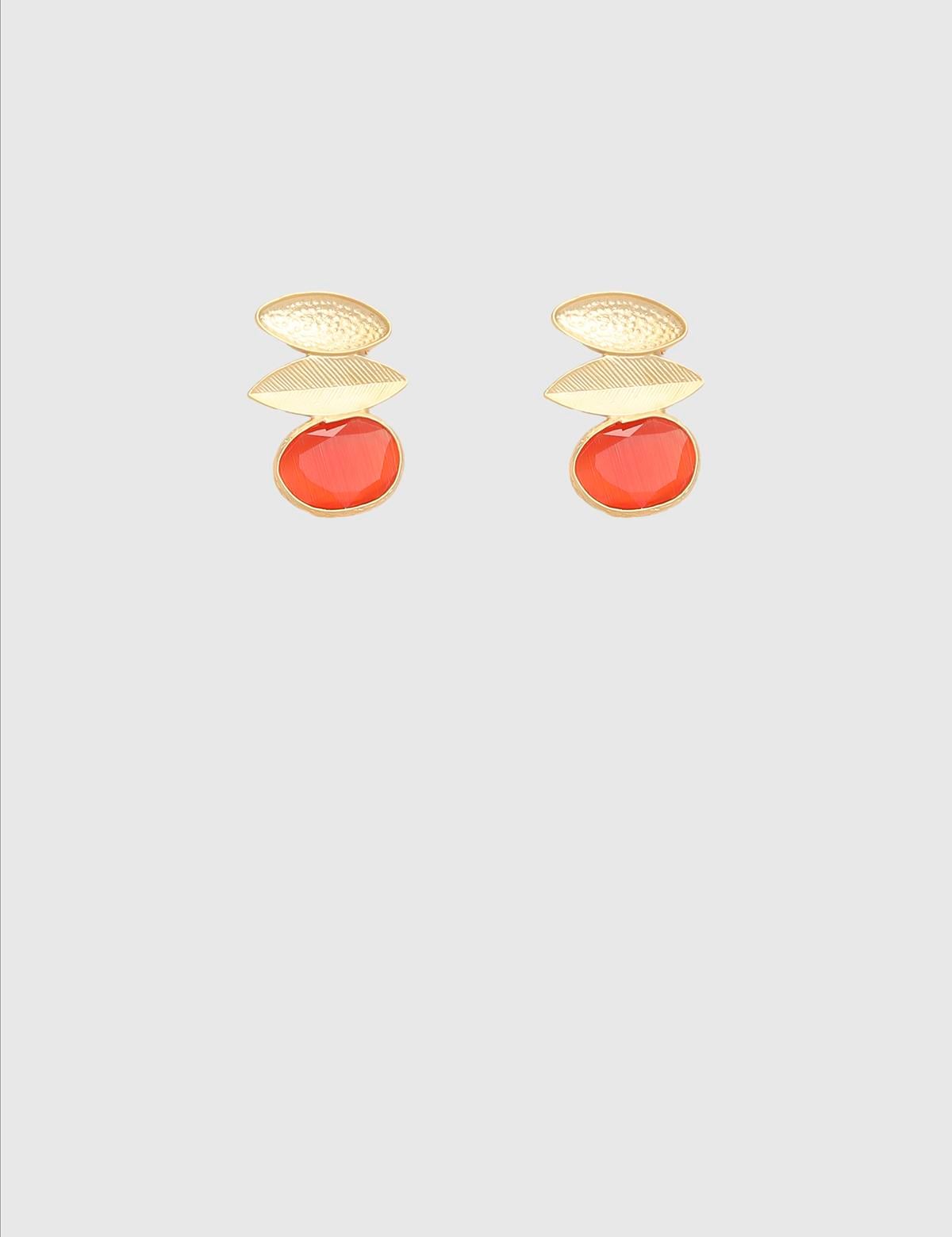 Cendre Gold Women's Earrings with Orange Stones
