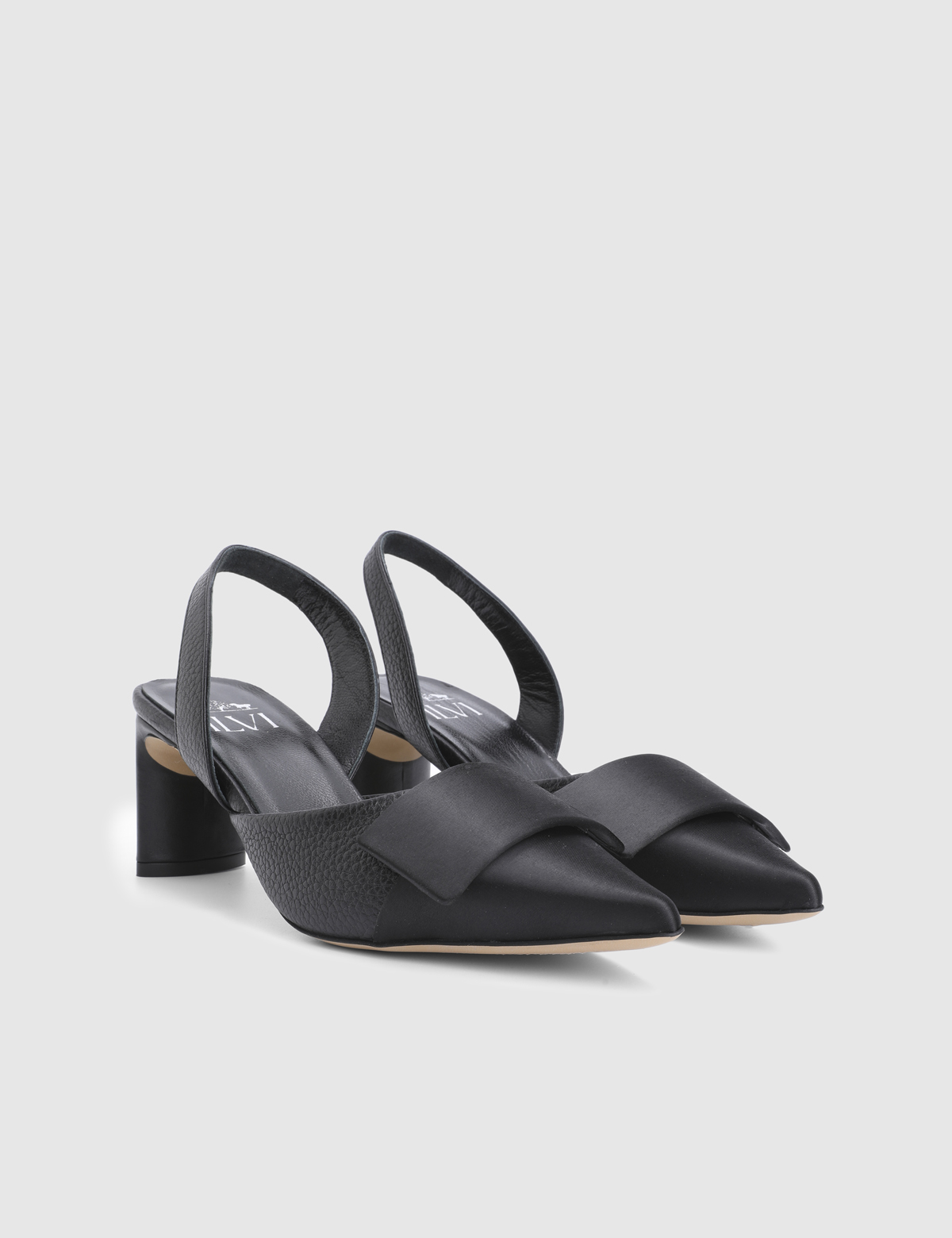 Cenobia Black Leather Women's Heeled Sandal