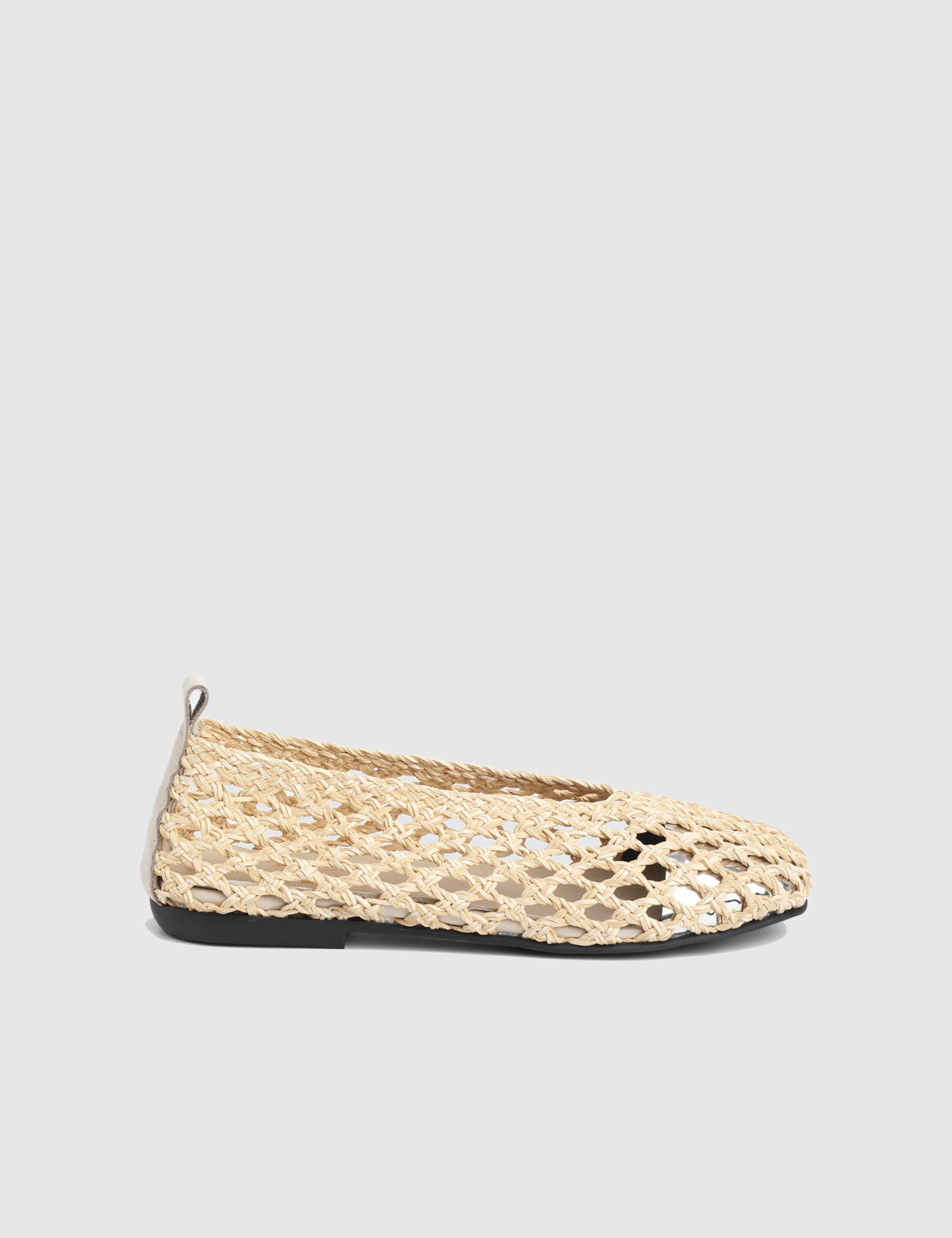 Clarine Beige Woven Leather Women's Ballerina