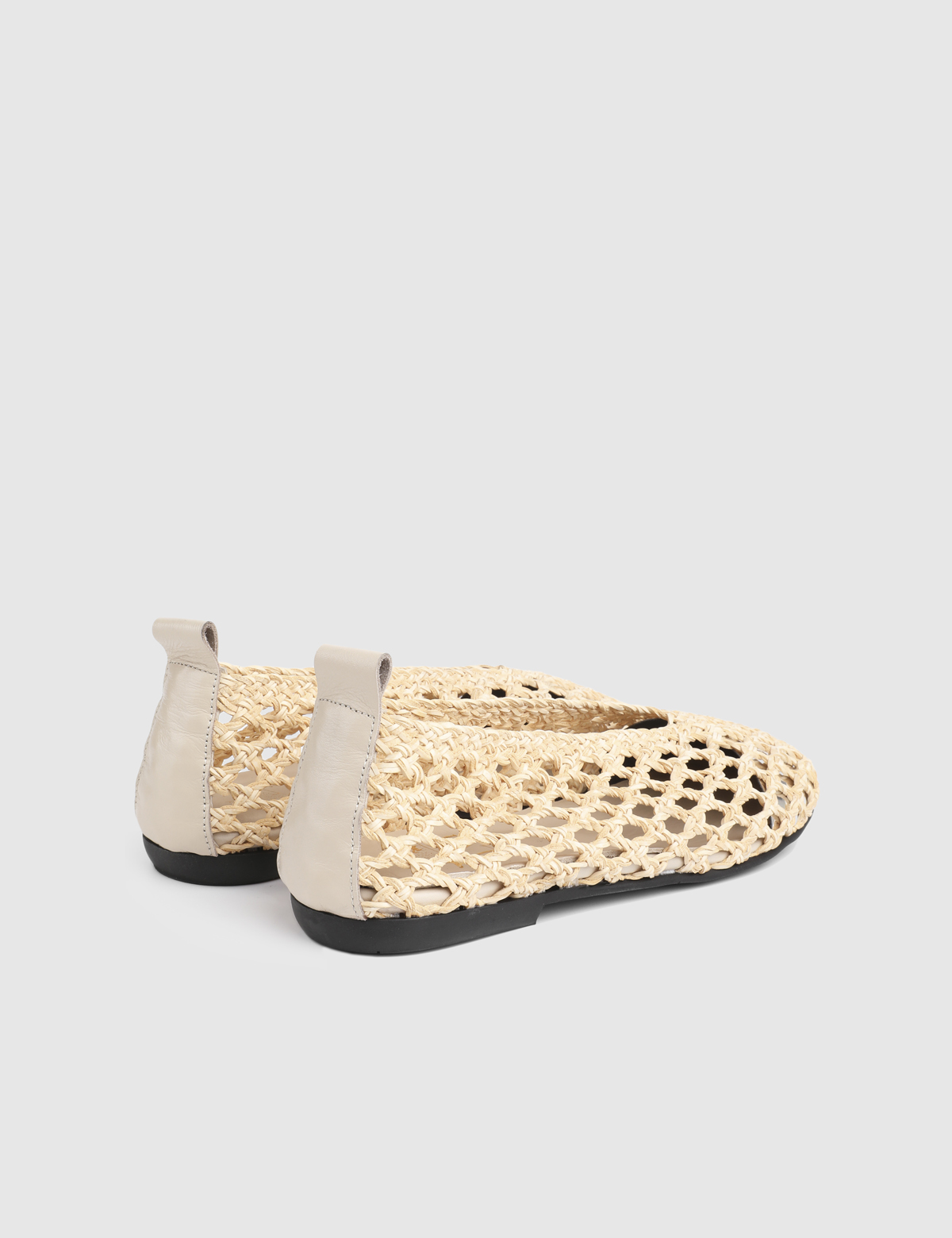 Clarine Beige Woven Leather Women's Ballerina