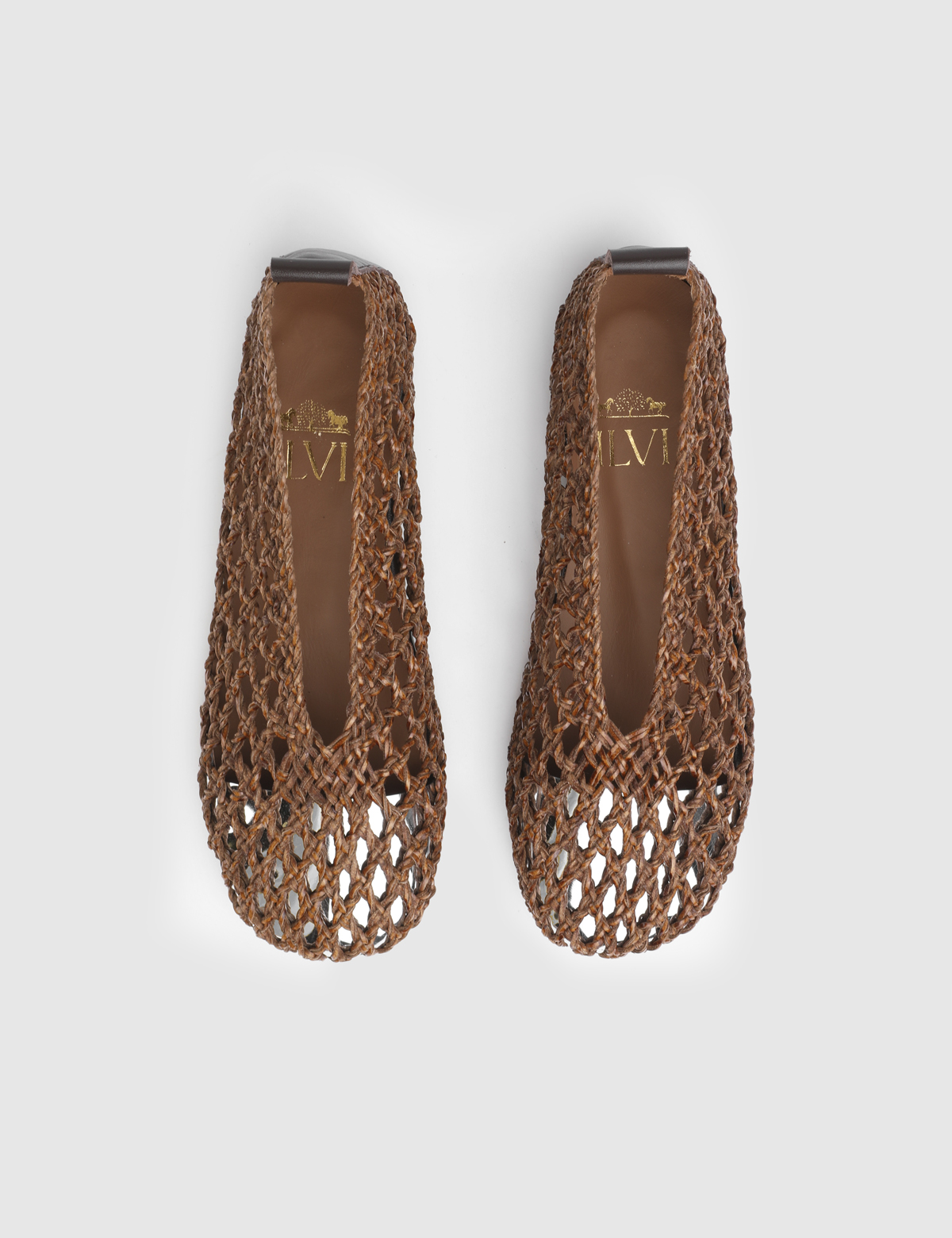 Clarine Brown Woven Leather Women's Ballerina