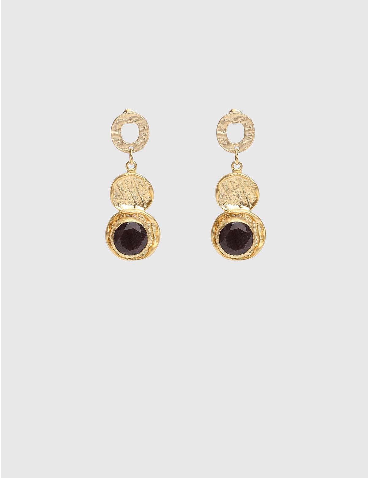 Clart Gold Women's Earrings with Purple Stones