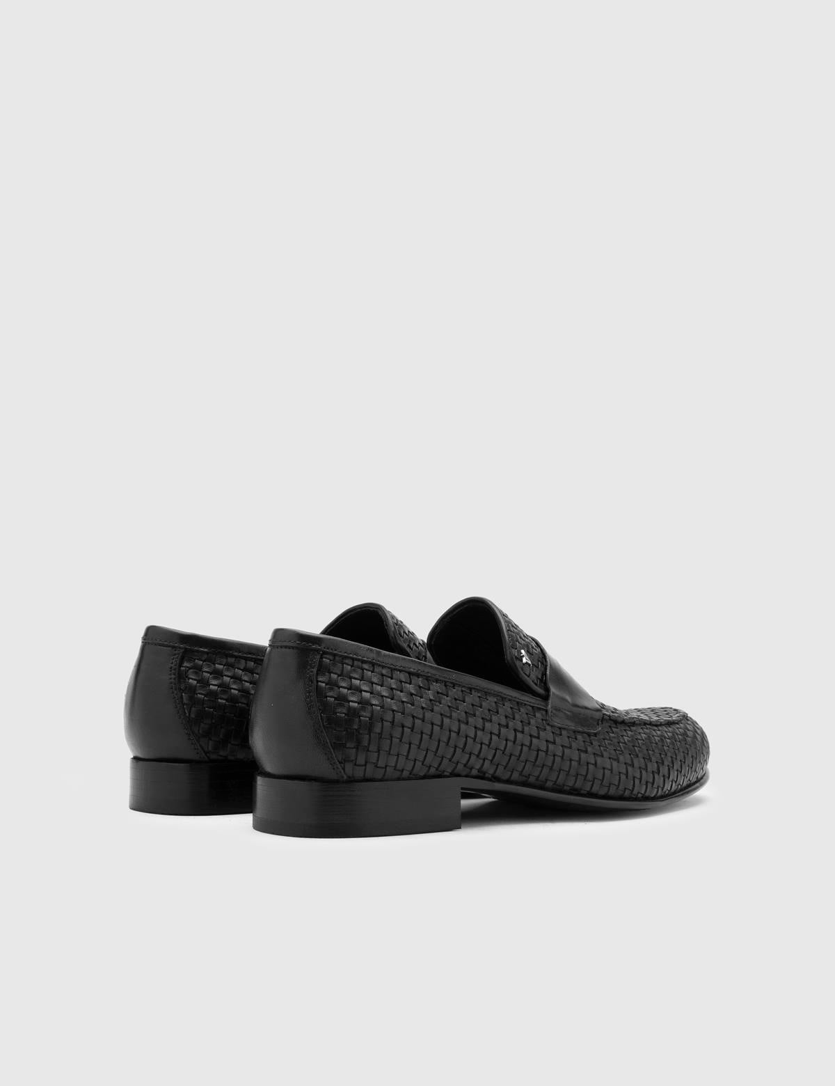 Claudio Black Woven Antique Leather Men's Classic Shoe