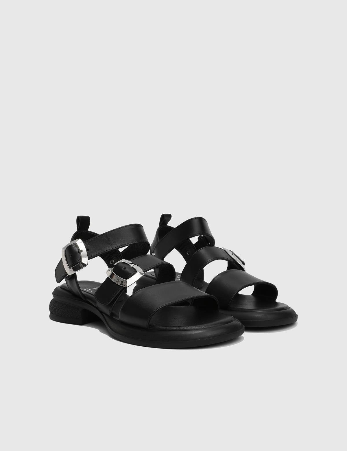 Clifton Black Leather Women's Sandal