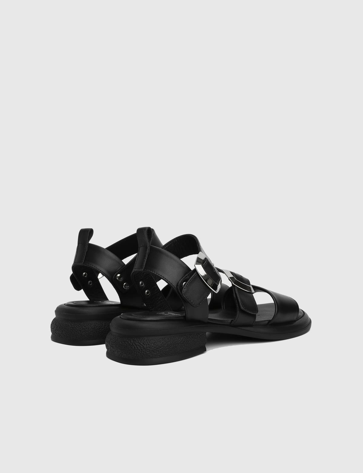 Clifton Black Leather Women's Sandal